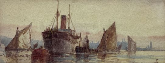 Frederick James Aldridge (British 1850-1933): Ships Moored at Sunset