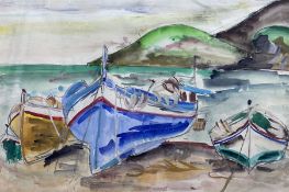 English Impressionist School (20th century): Beached Boats