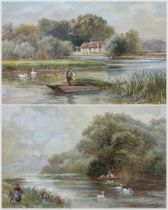 Walter Duncan (British 1848-1932): 'Clevedon Woods on the Thames' and 'The Rush Boat - Pangbourne on