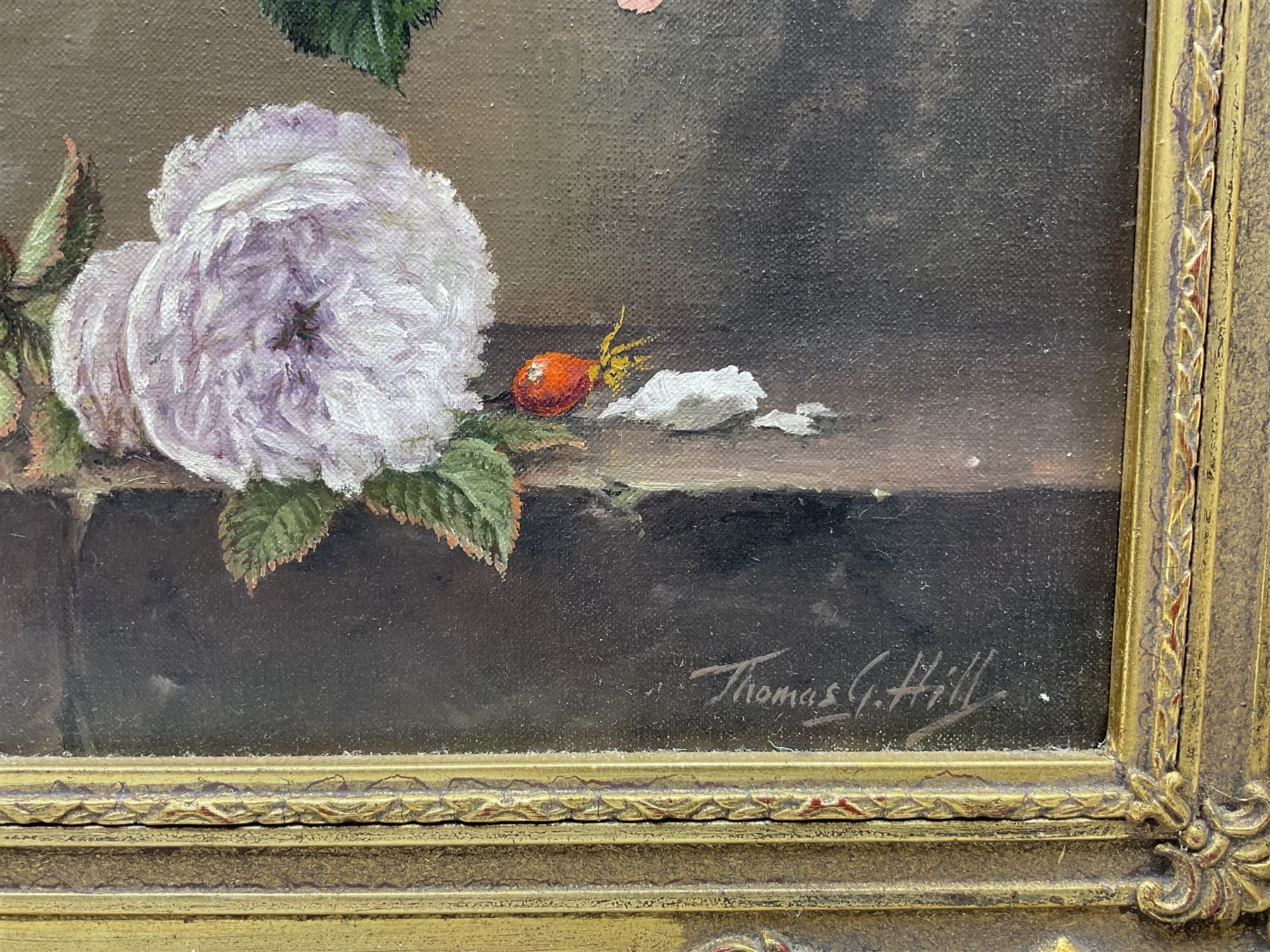 Thomas G Hill (British 20th Century): Still Life of Flowers in a Vase - Image 3 of 3