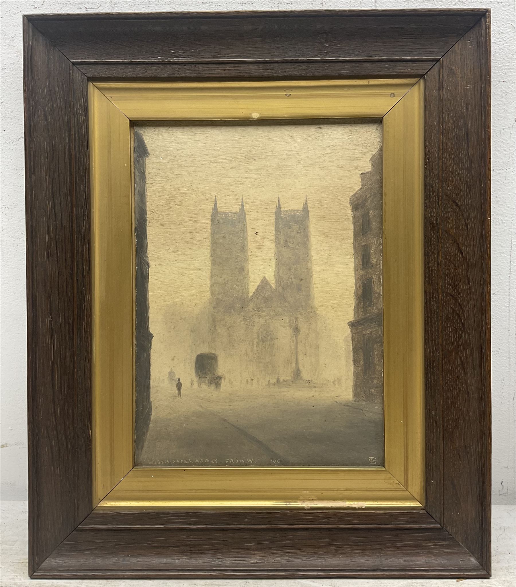 Attrib. Lionel Townsend Crawshaw (Staithes Group 1864-1949): 'Westminster Abbey - Fog' and Houses of - Image 2 of 6