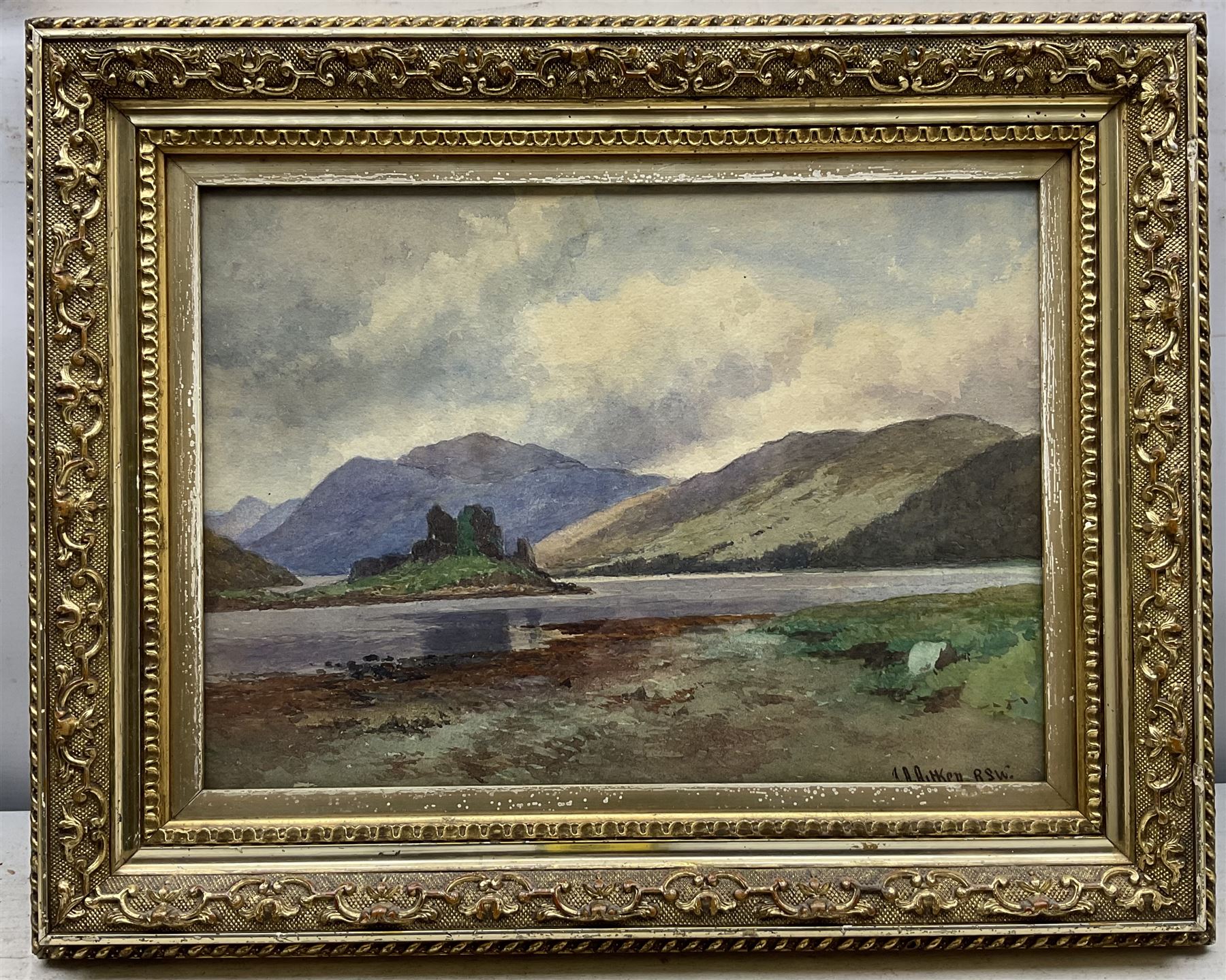 James Alfred Aitken RSW (Scottish 1846-1897): Loch Scene - Image 2 of 3