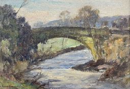 Owen Bowen (Staithes Group 1873-1967): A Stone Bridge at Dusk