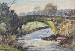 Owen Bowen (Staithes Group 1873-1967): A Stone Bridge at Dusk