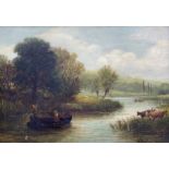 J Wallace (British 19th Century): Boats on the Wetlands