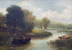 J Wallace (British 19th Century): Boats on the Wetlands