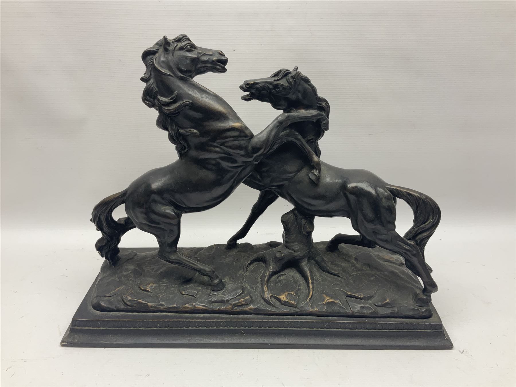 Bronzed figure group of two rearing horses - Image 8 of 14