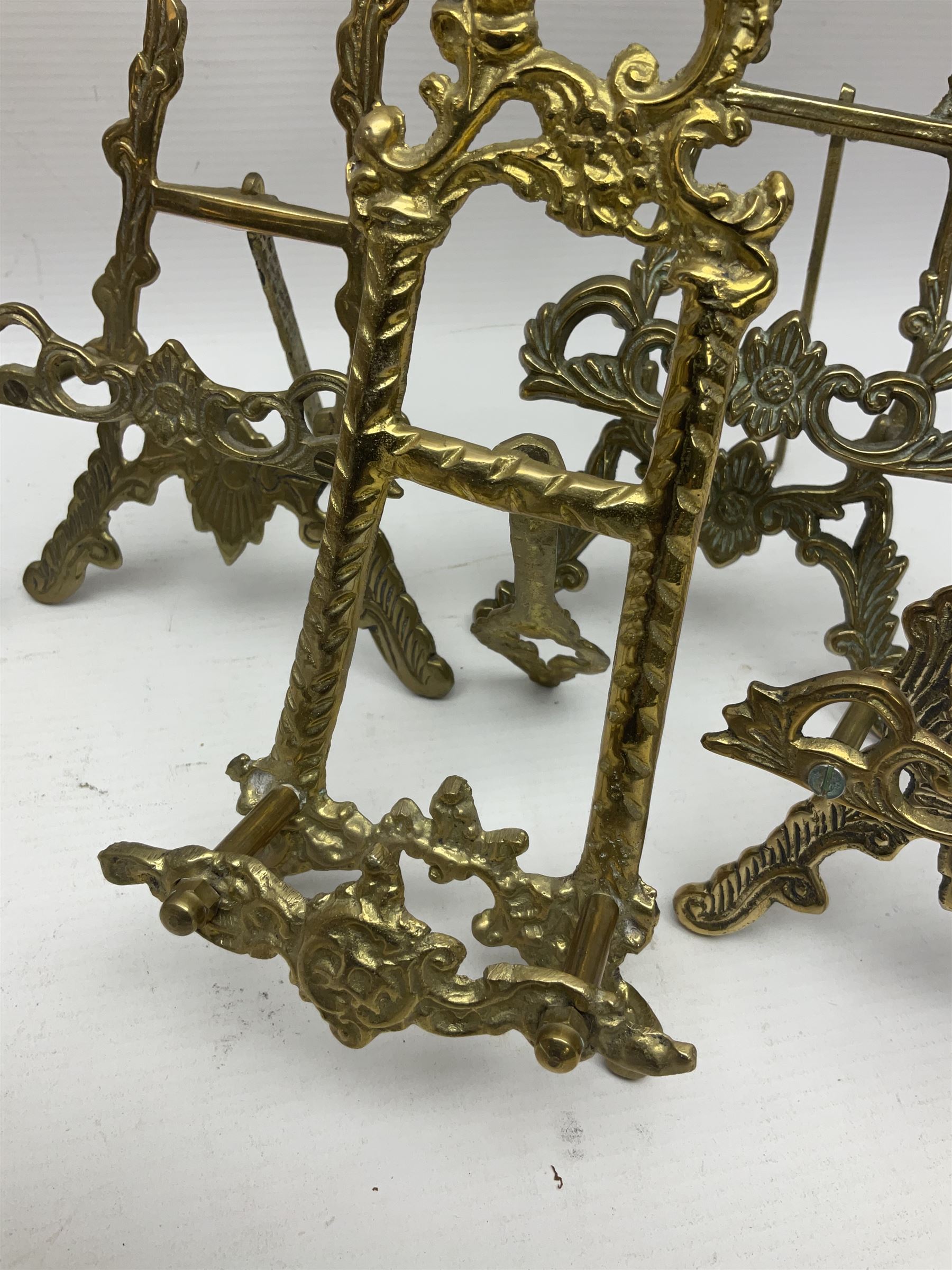 Nine ornate cast brass easel stands of various sizes - Image 7 of 13