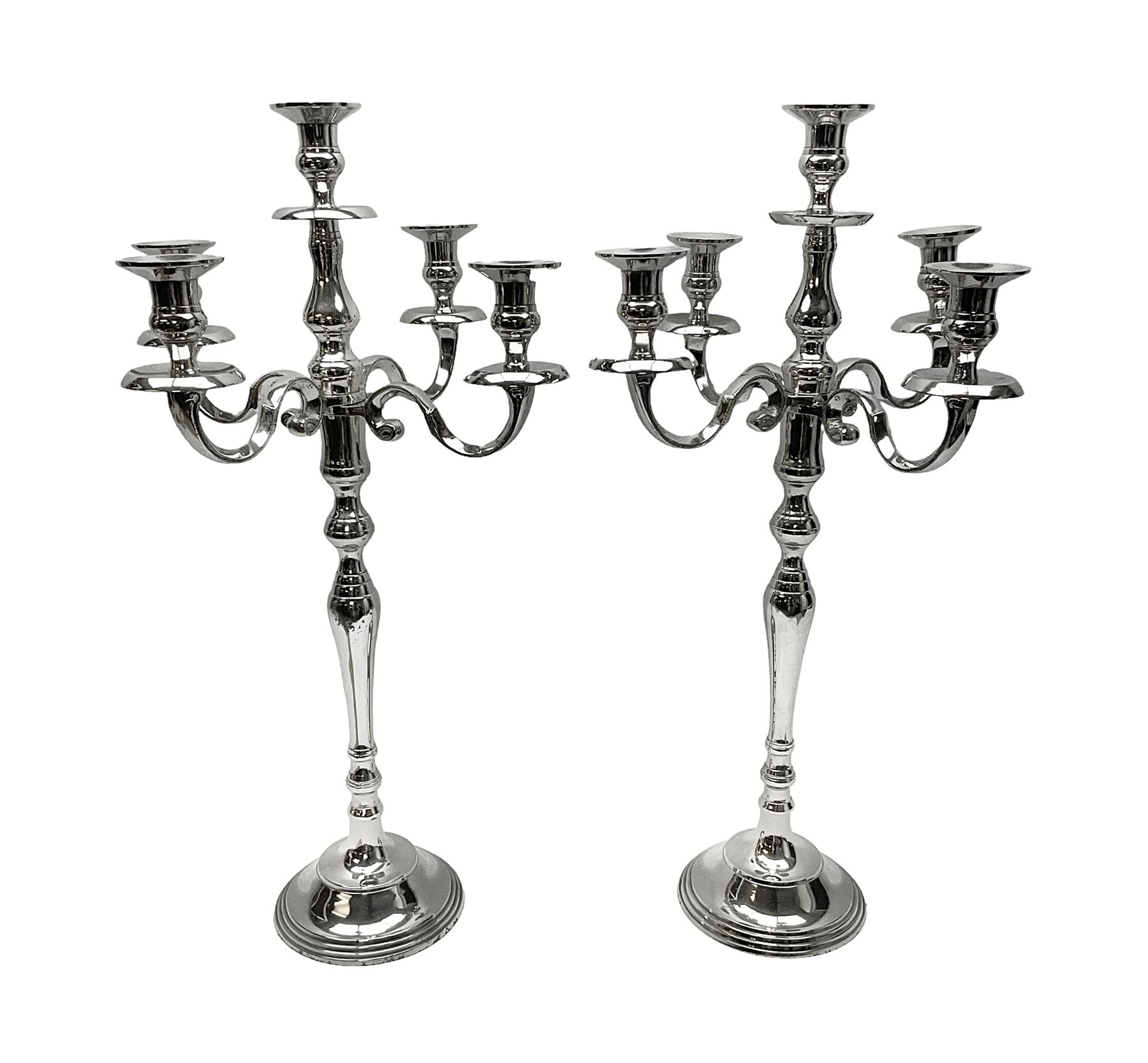 Pair of four branch candelabras