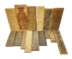 Collection of 20th century beech and other hardwood Dutch folk art Speculaasplank or biscuit moulds