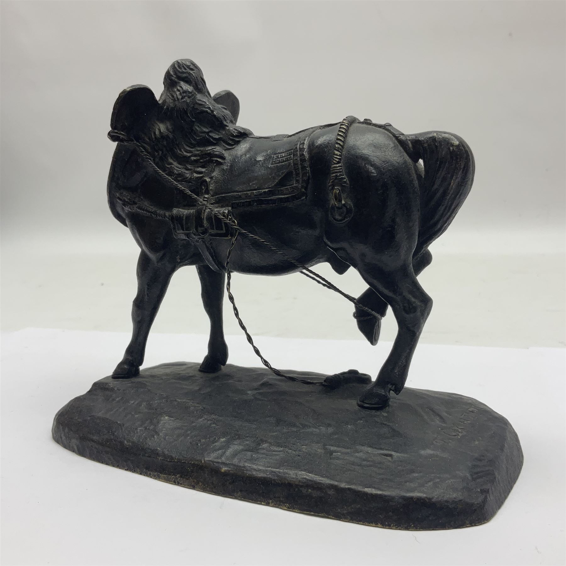 After Jean-Francois-Theodore Gechter (1797-1844); bronzed figure modelled as a draught horse - Bild 4 aus 9