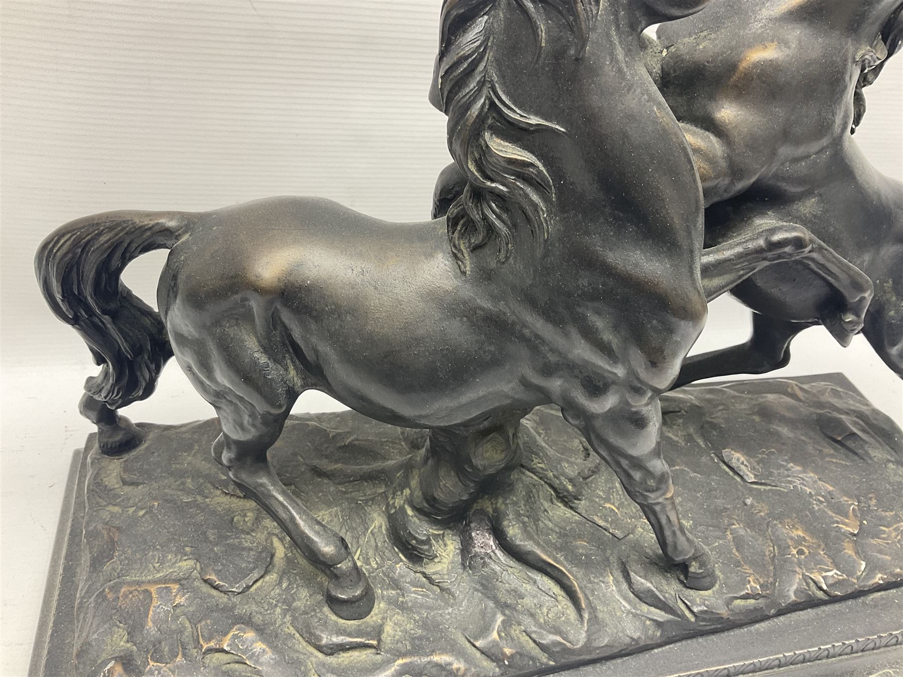 Bronzed figure group of two rearing horses - Image 4 of 14