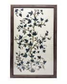 Framed crewelwork embroidered panel