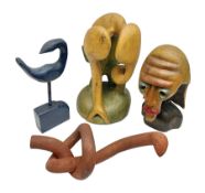 Helen Skelton (British 1933 – 2023): Four carved wooden abstract sculptures