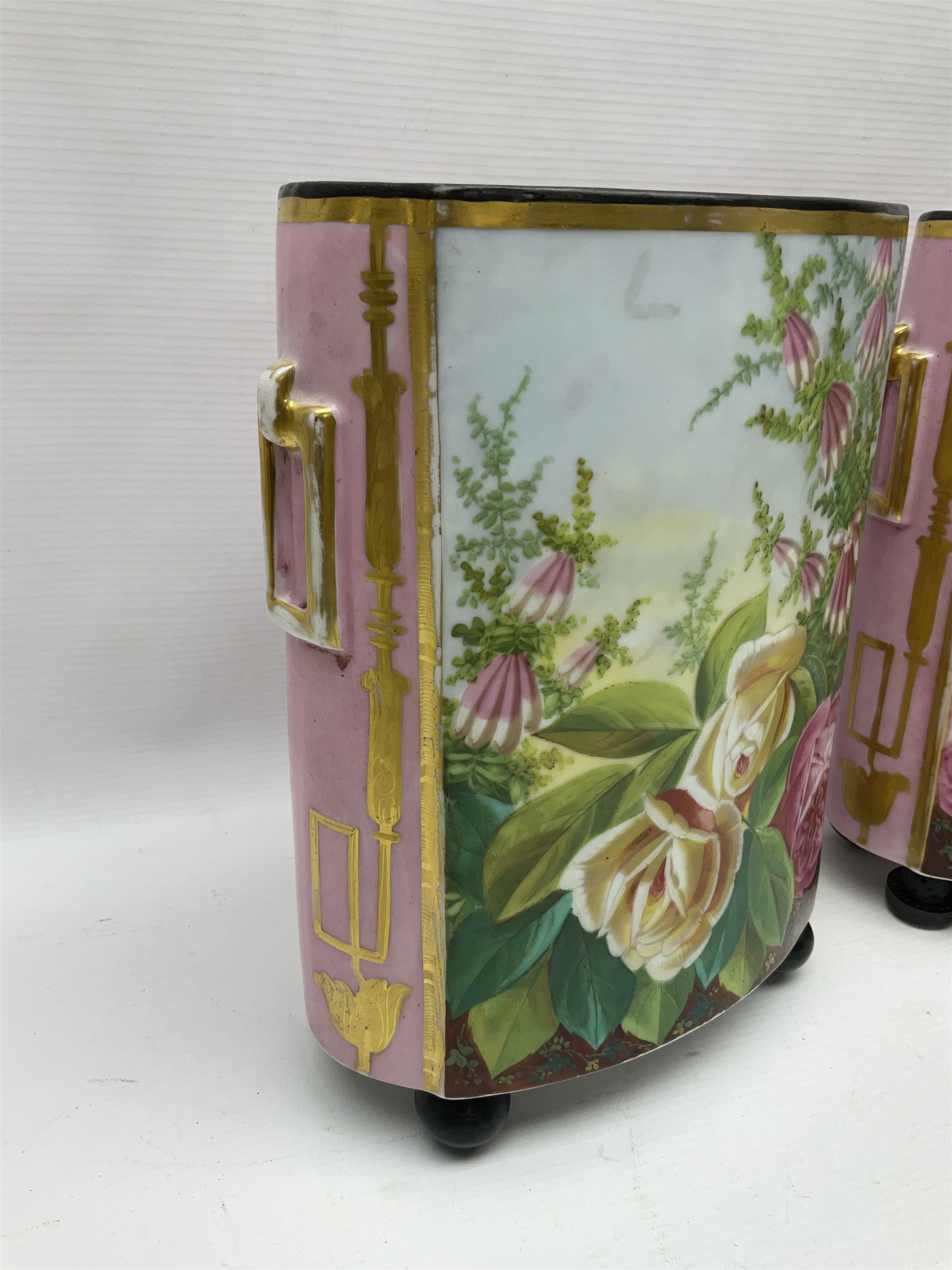 Pair of continental hand painted cachepots - Image 3 of 13