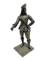 Bronzed figure of a cavalier upon a square base