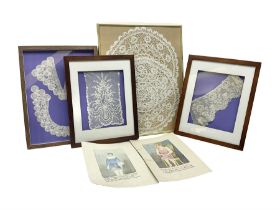 19th century including lace collars and cuffs in three frames