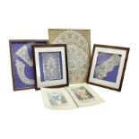 19th century including lace collars and cuffs in three frames