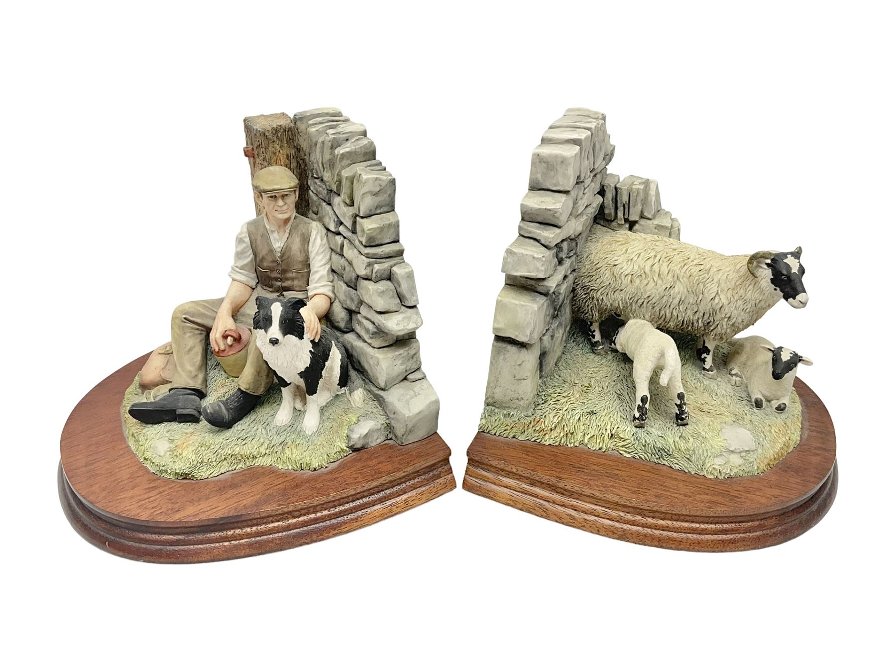 Pair of Border Fine Arts bookends '10 O'Clock Break' model No. L158 by Adrian Hughes