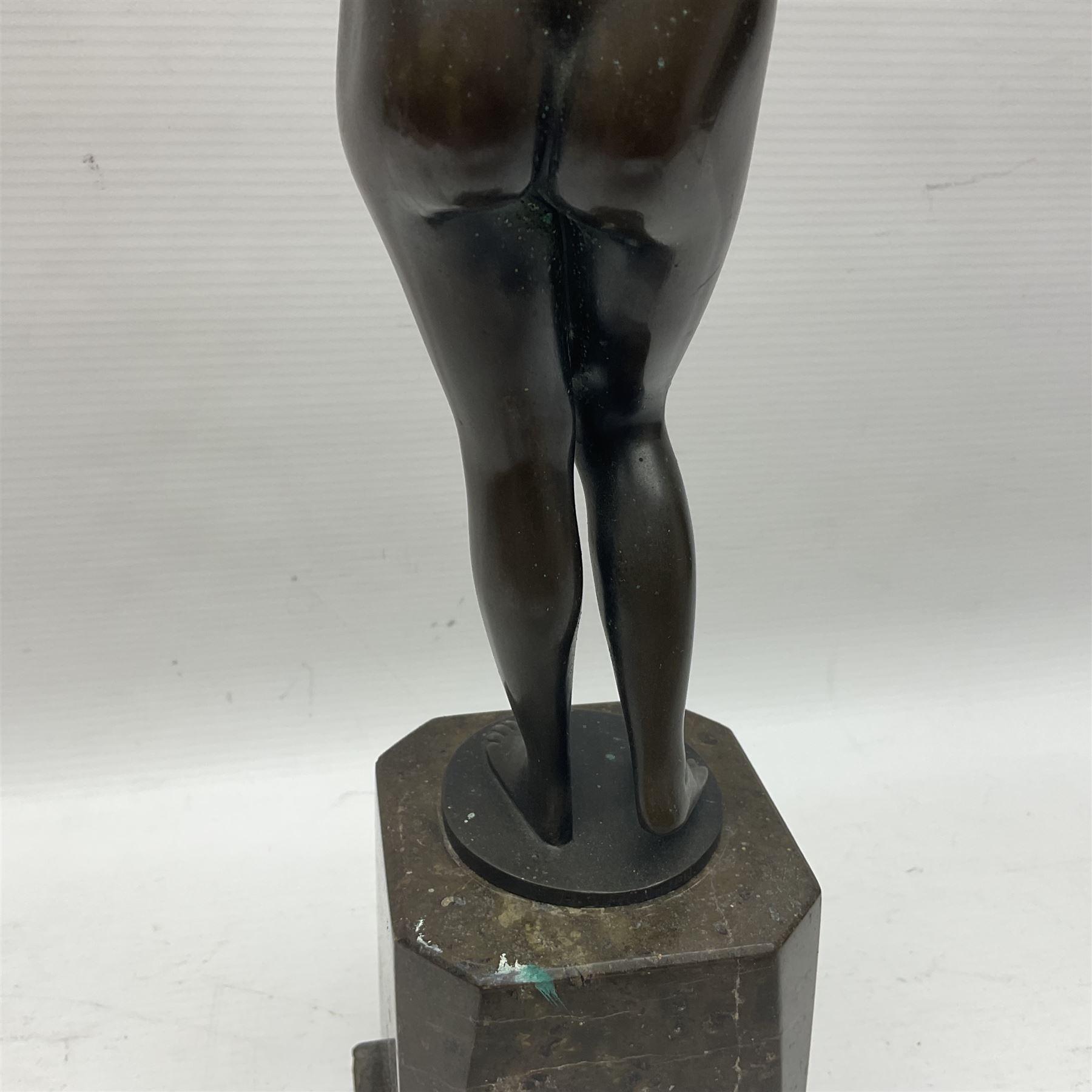 Bronze nude female figure holding a rose - Image 12 of 14