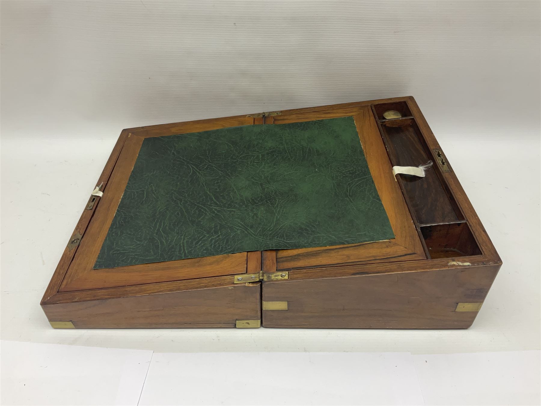 19th century brass bound wooden writing slope - Image 2 of 15