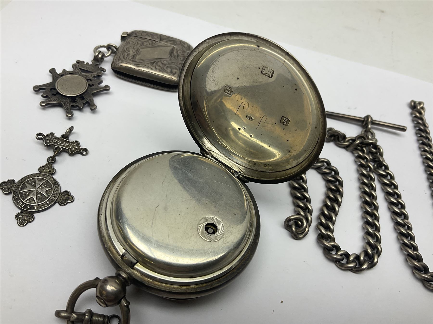 Edwardian silver open faced lever pocket watch - Image 5 of 14