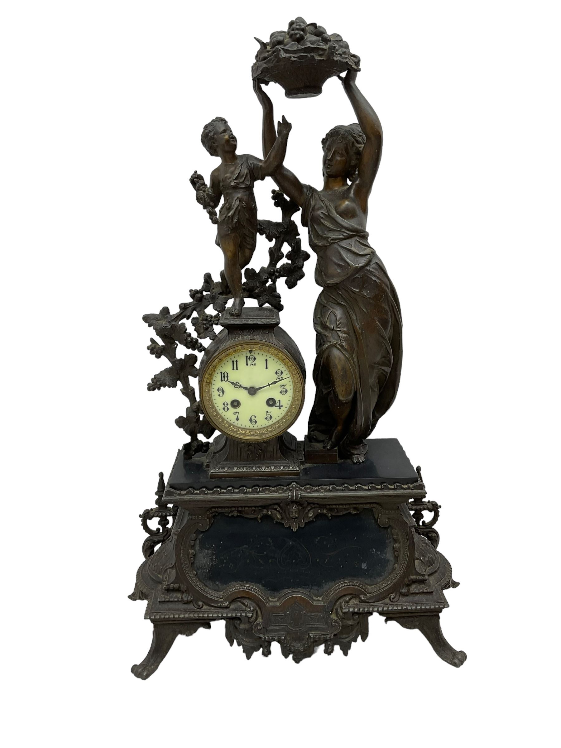 Vincenti and Cie - late 19th century figural clock garniture
