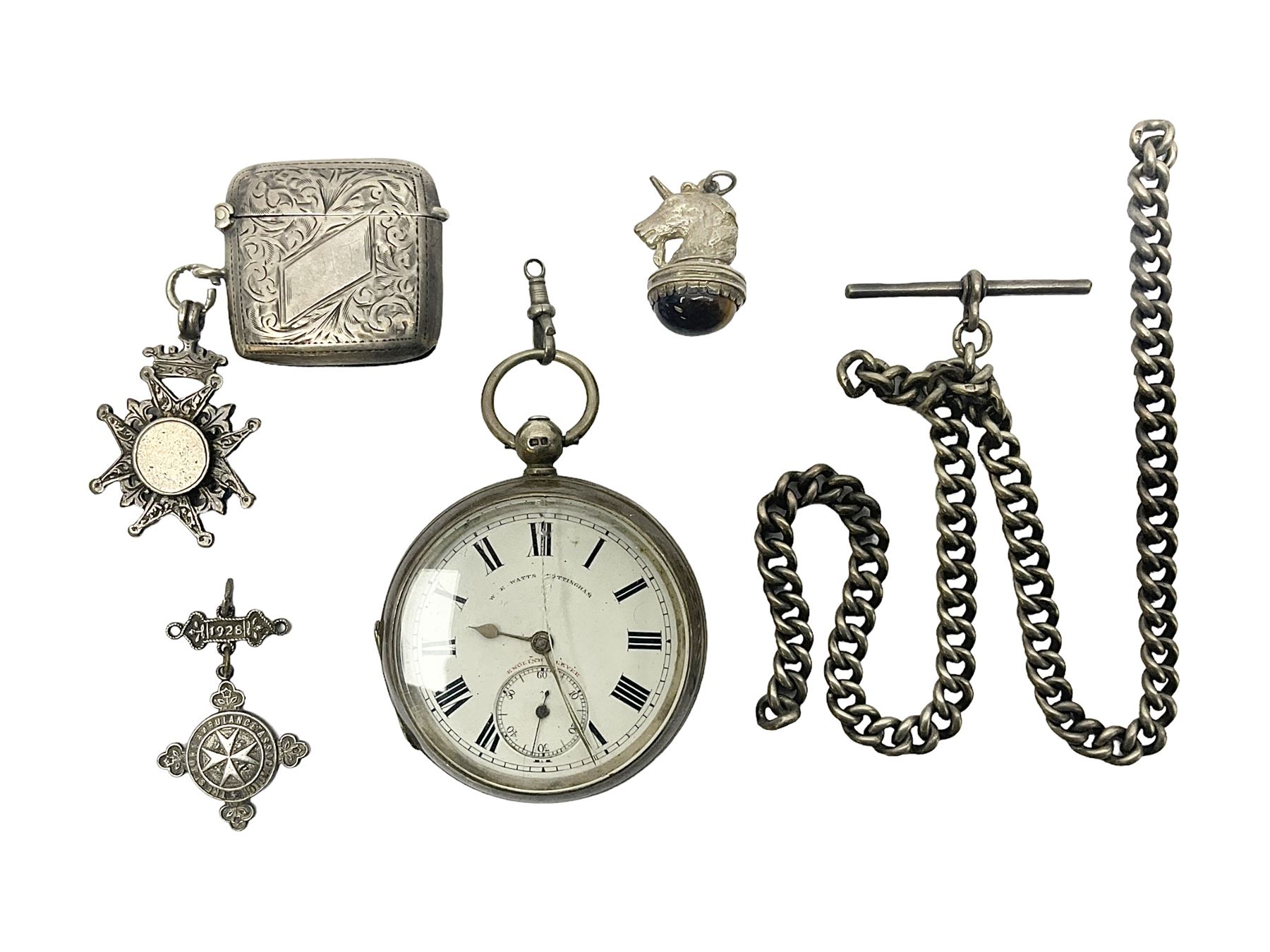 Edwardian silver open faced lever pocket watch