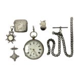 Edwardian silver open faced lever pocket watch