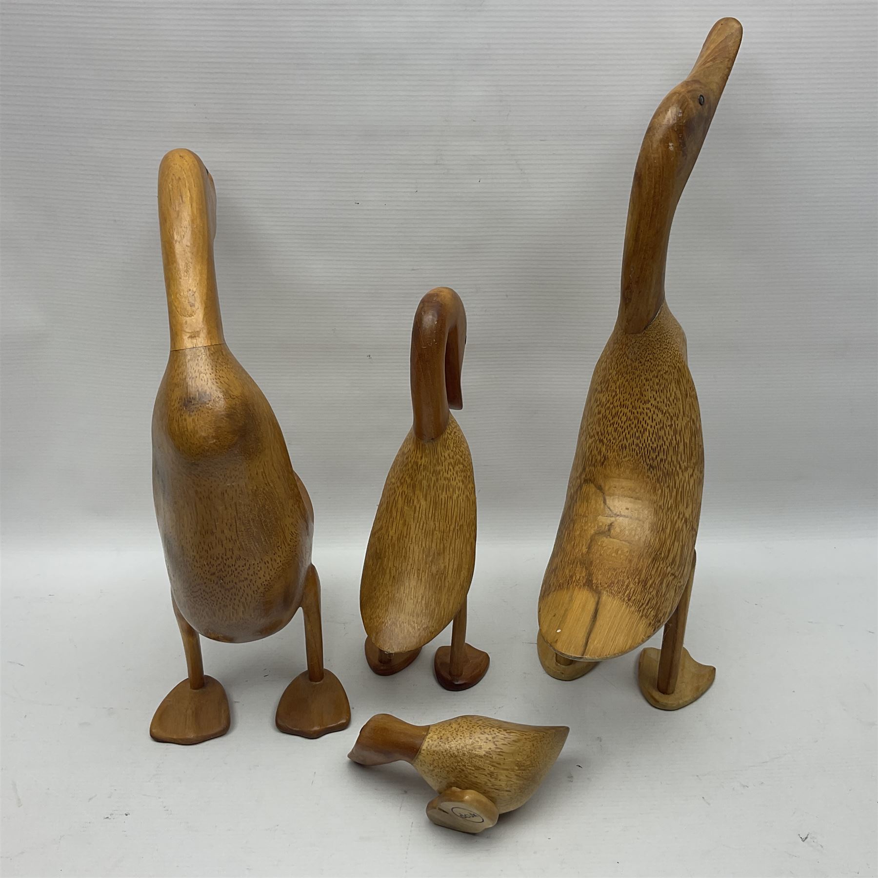Four carved fruit wood ducks by Dcuk of various sizes - Image 12 of 14