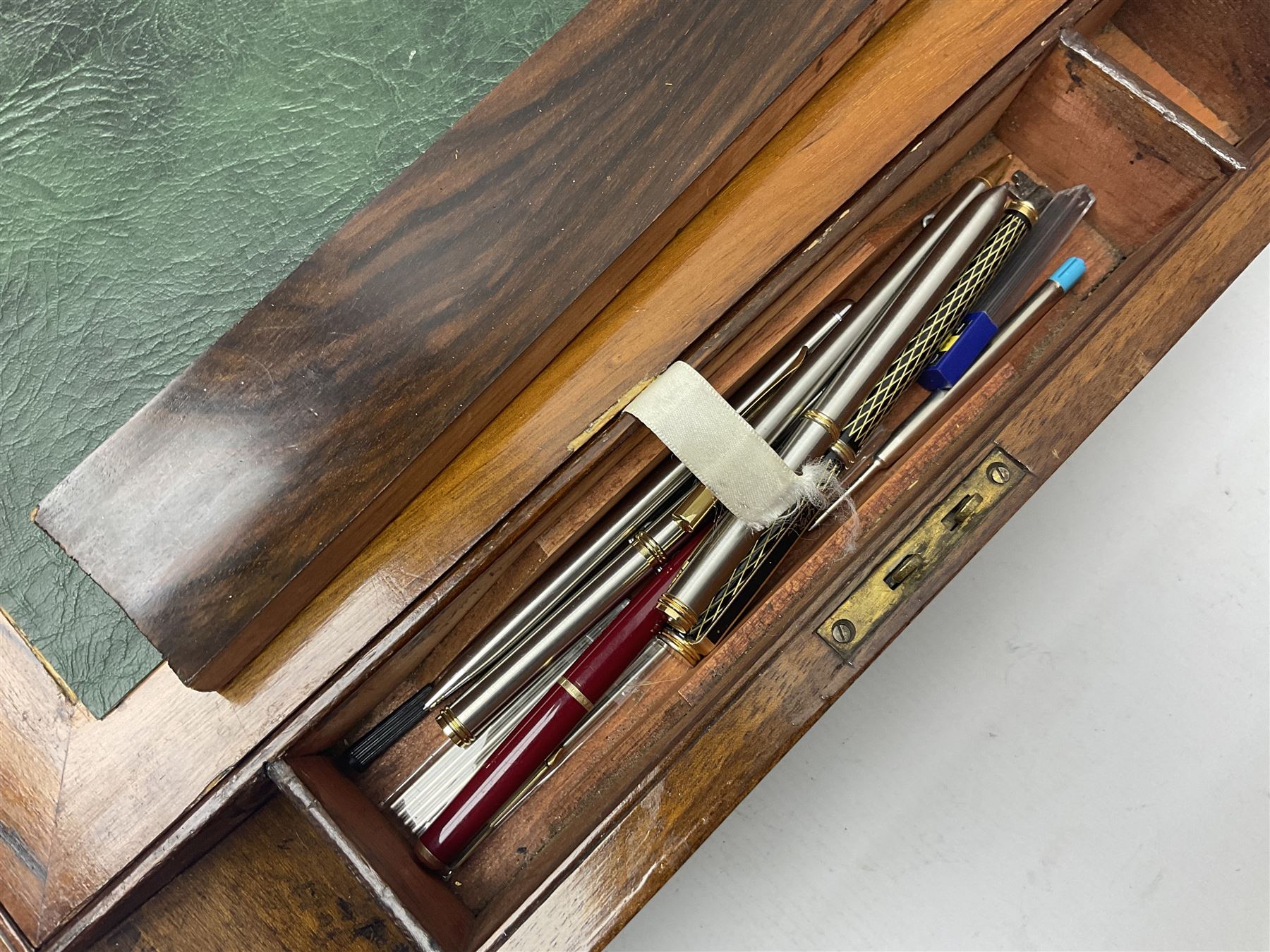 19th century brass bound wooden writing slope - Image 7 of 15