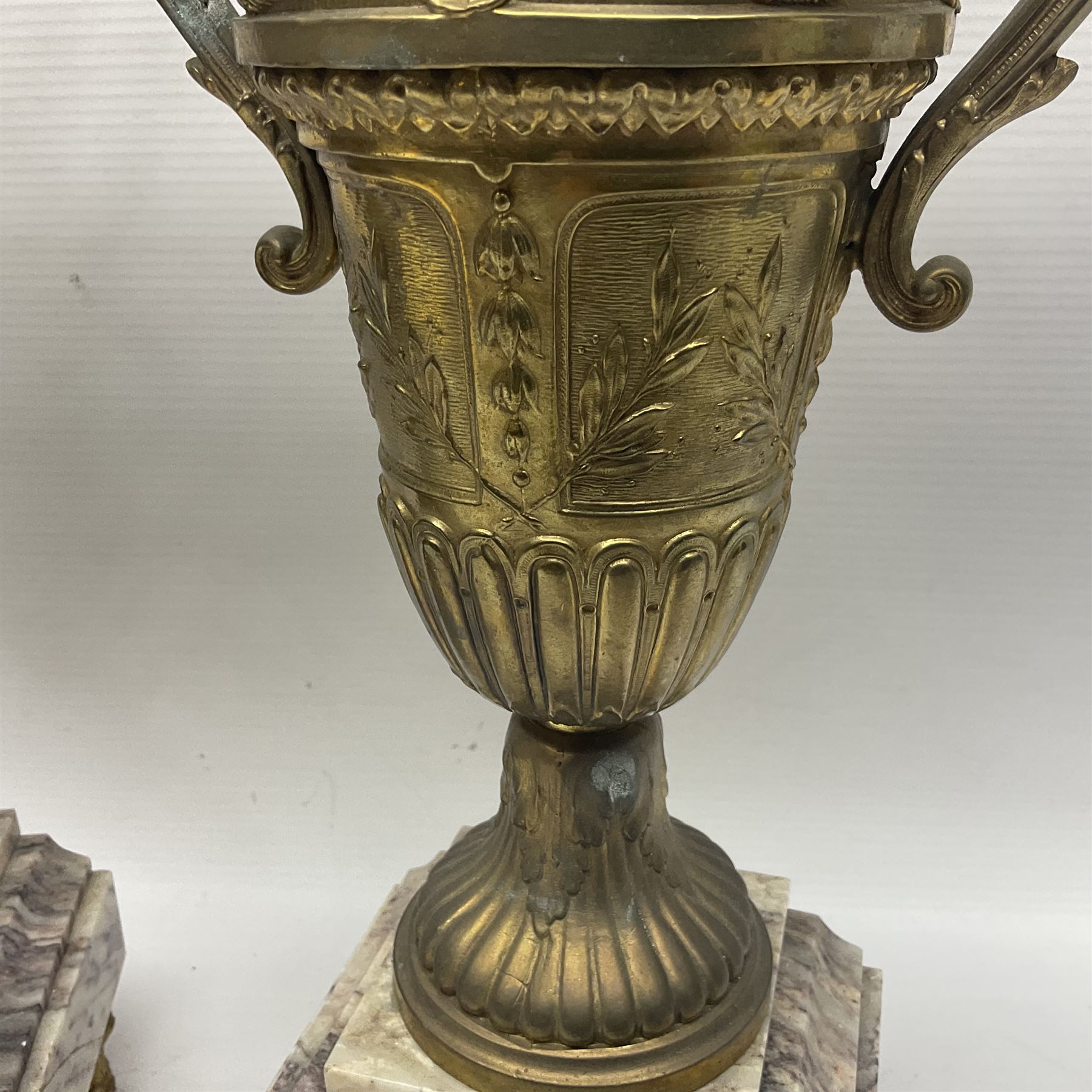 Pair of 19th century gilt metal twin handle urns - Image 17 of 27