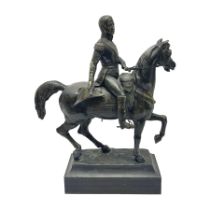 Bronze figurine of Napoleon on horseback upon a rectangular base