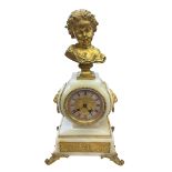French - mid 19th century white onyx cased 8-day mantle clock with ormolu mounts on splayed feet