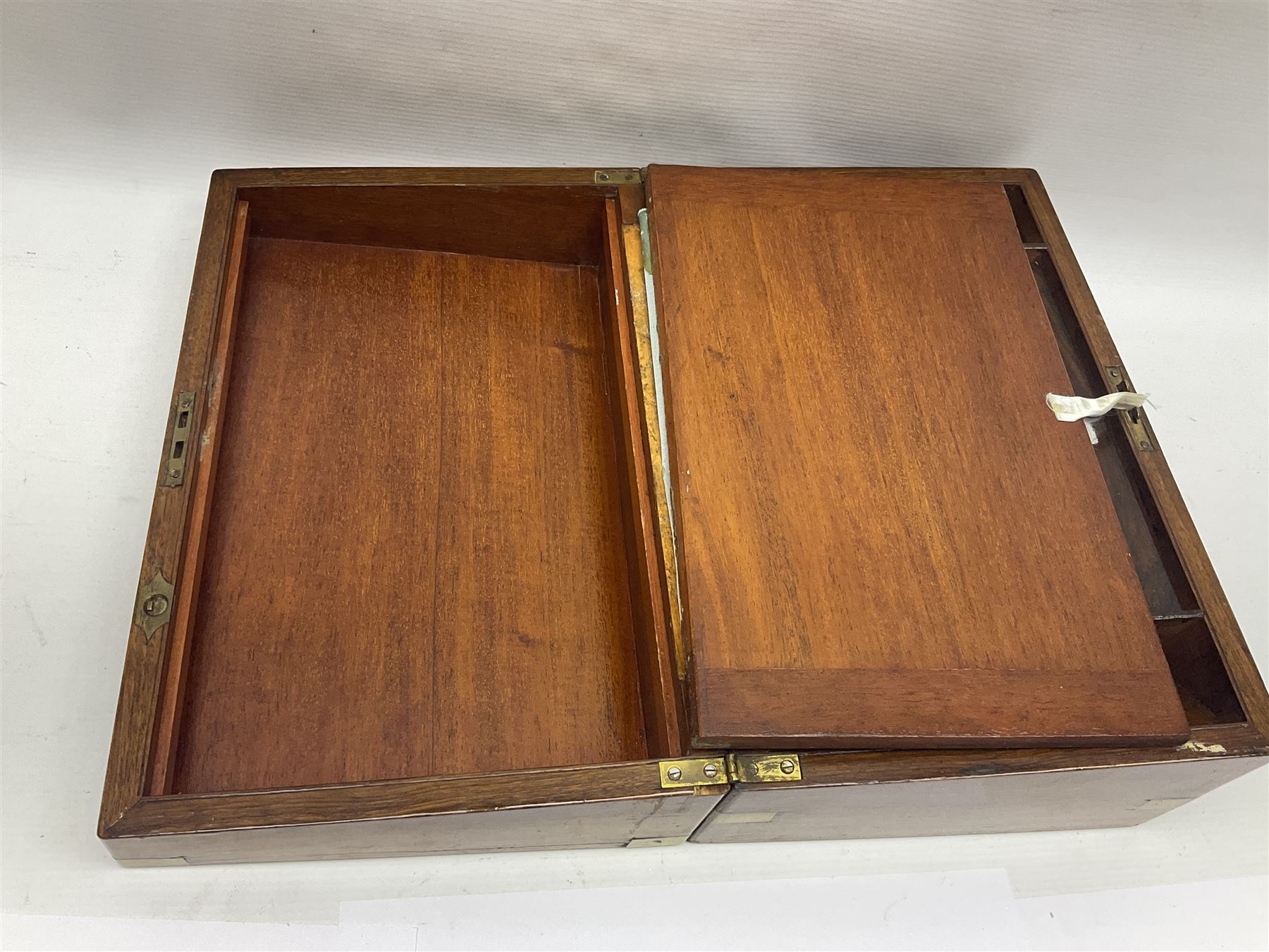 19th century brass bound wooden writing slope - Image 12 of 15