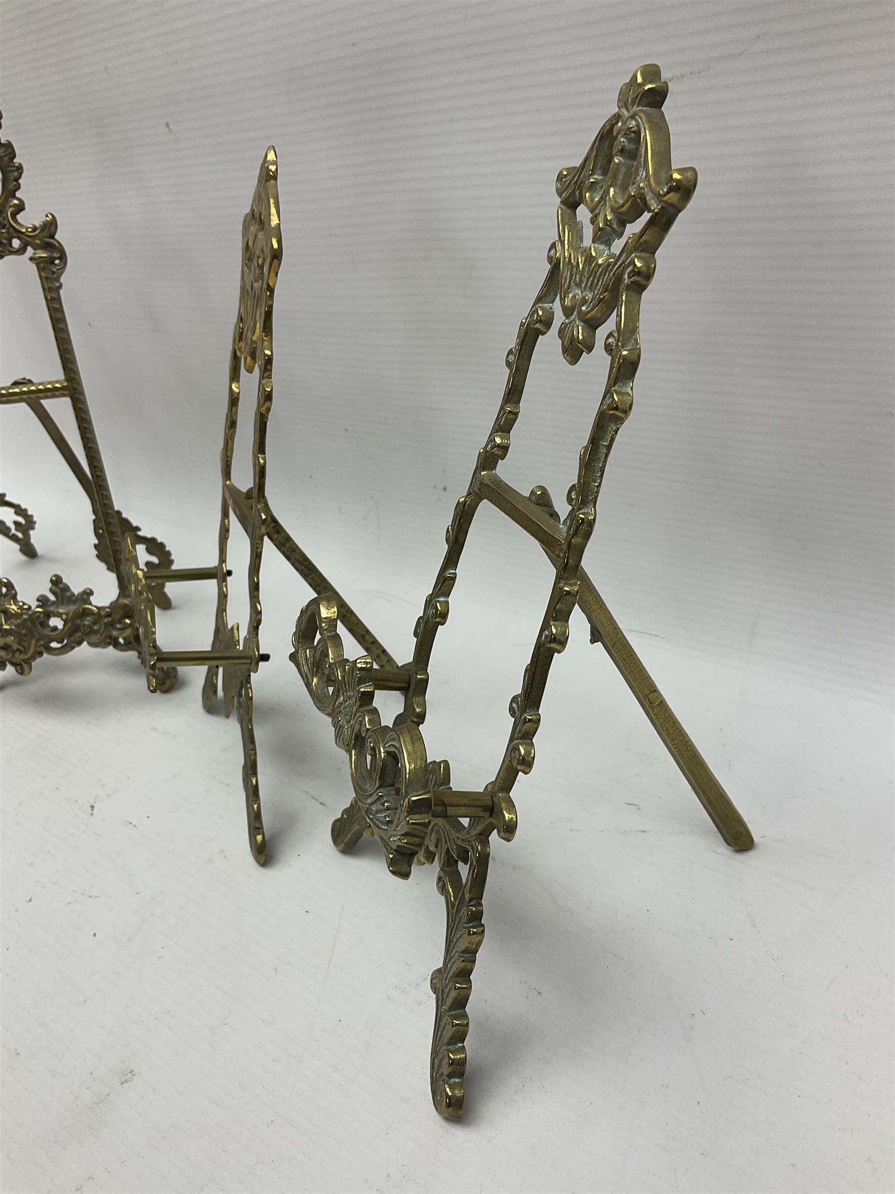 Nine ornate cast brass easel stands of various sizes - Image 11 of 13