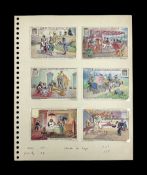 Six original Liebig watercolour illustrations: 'Theatre des Singes'