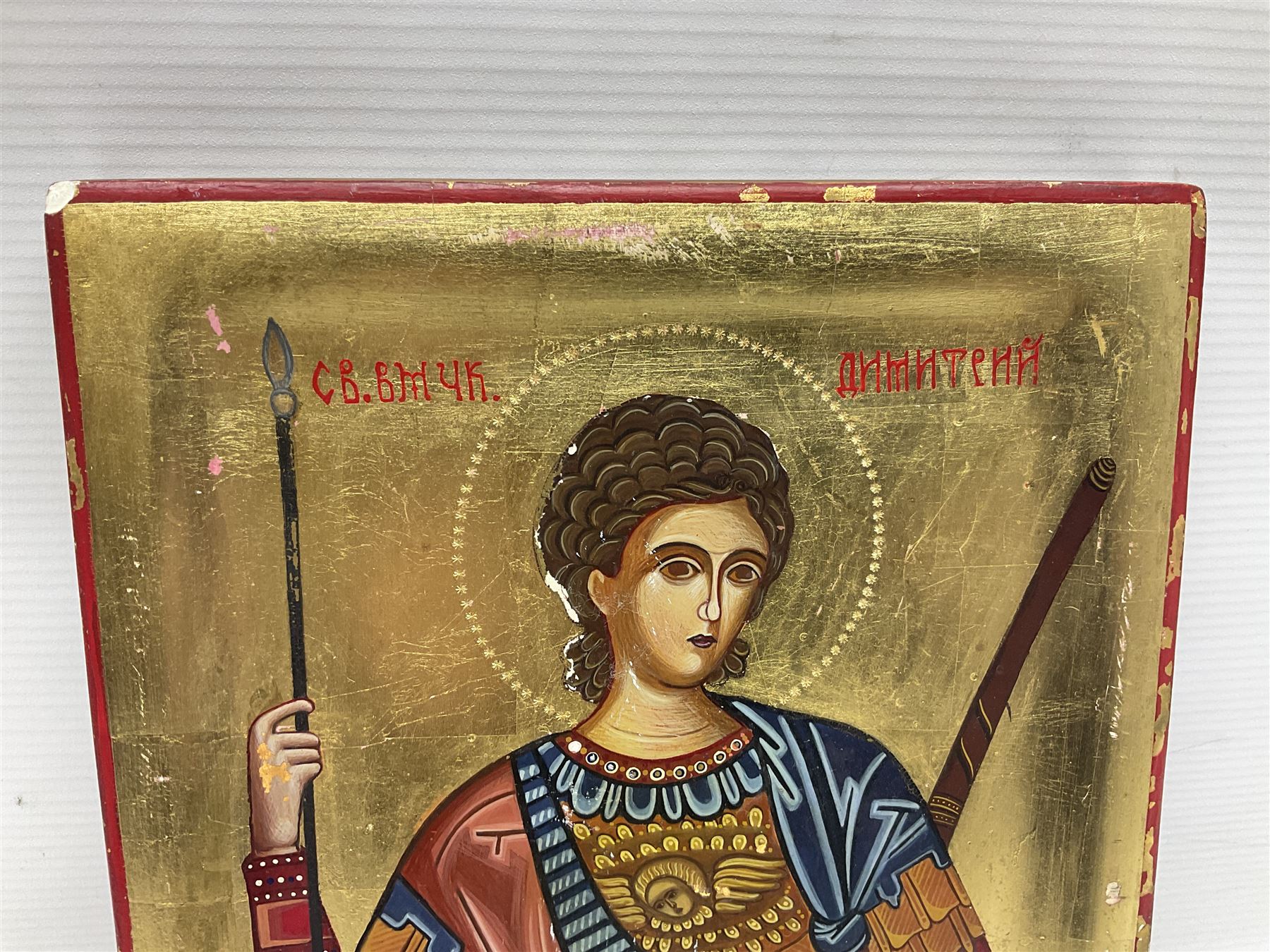 20th century Greek Orthodox hand painted icon - Image 3 of 11