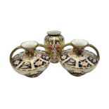 Pair of Royal Crown Derby 6299 imari miniature two-handled vases