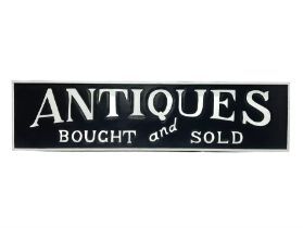 Wooden reproduction advertising sign Antiques bought and sold