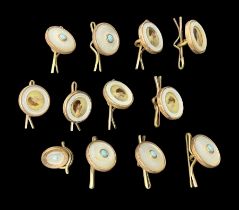 Set of six early 20th century gold plated portrait buttons