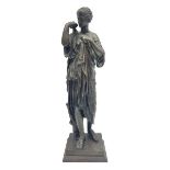 Bronzed figure of a woman in neoclassical dress