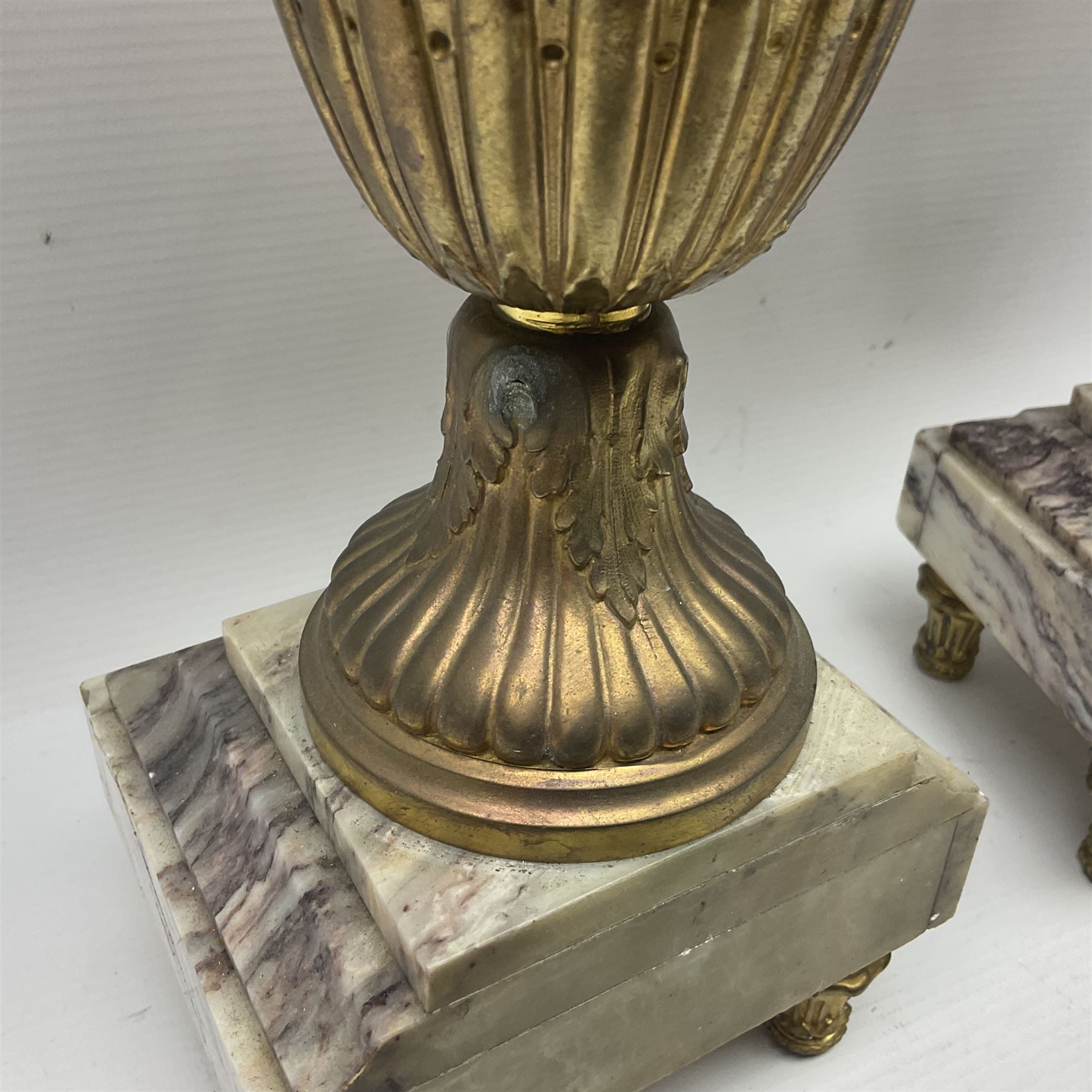 Pair of 19th century gilt metal twin handle urns - Image 24 of 27