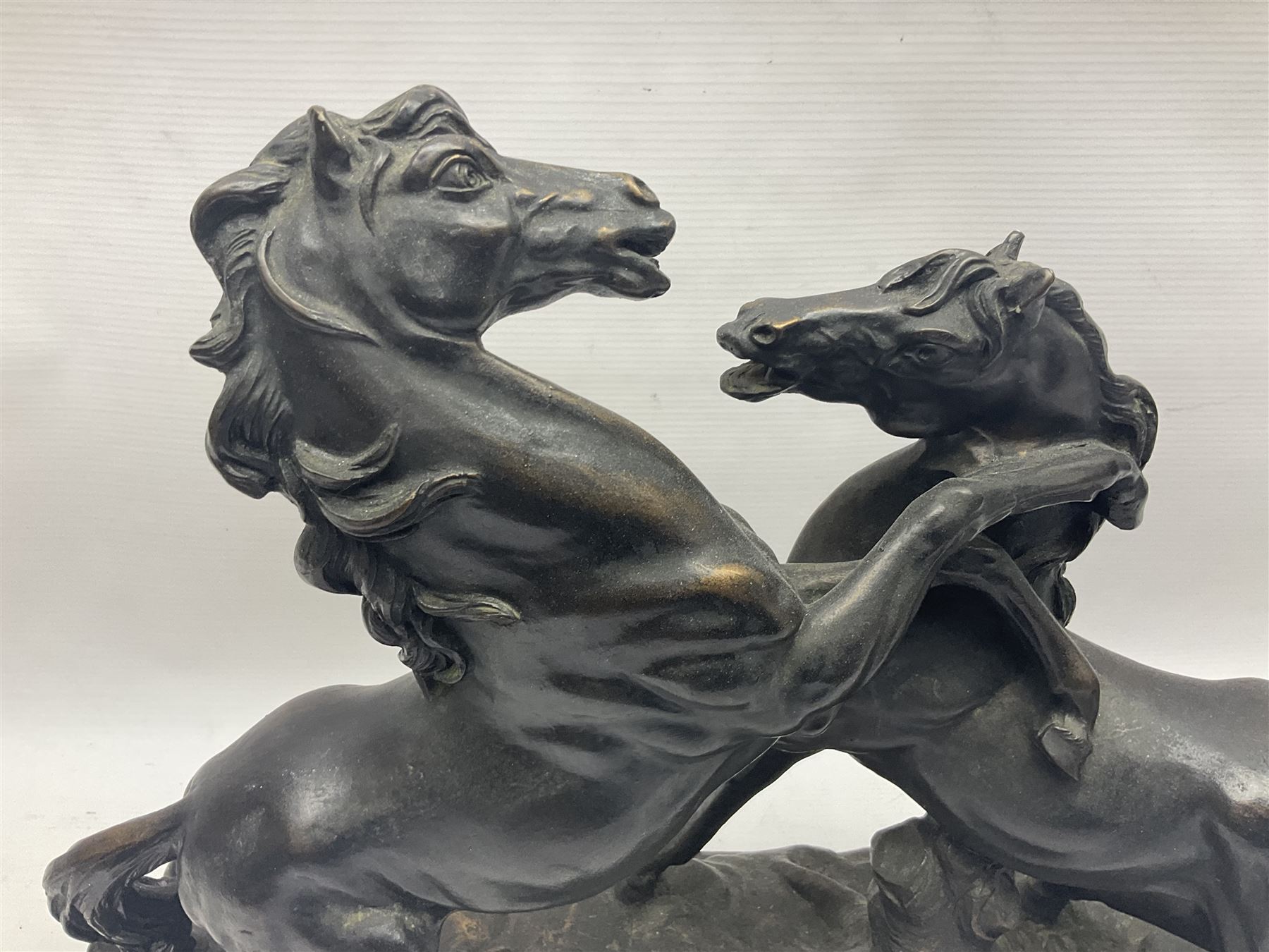 Bronzed figure group of two rearing horses - Image 9 of 14