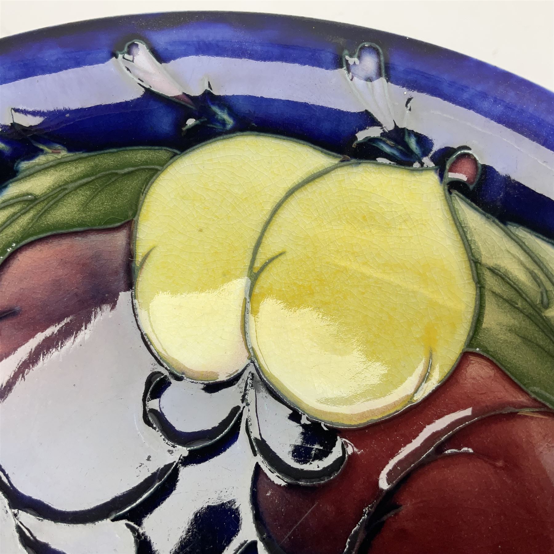 Moorcroft small pedestal dish decorated in the Wisteria pattern against a dark blue ground raised to - Image 8 of 8