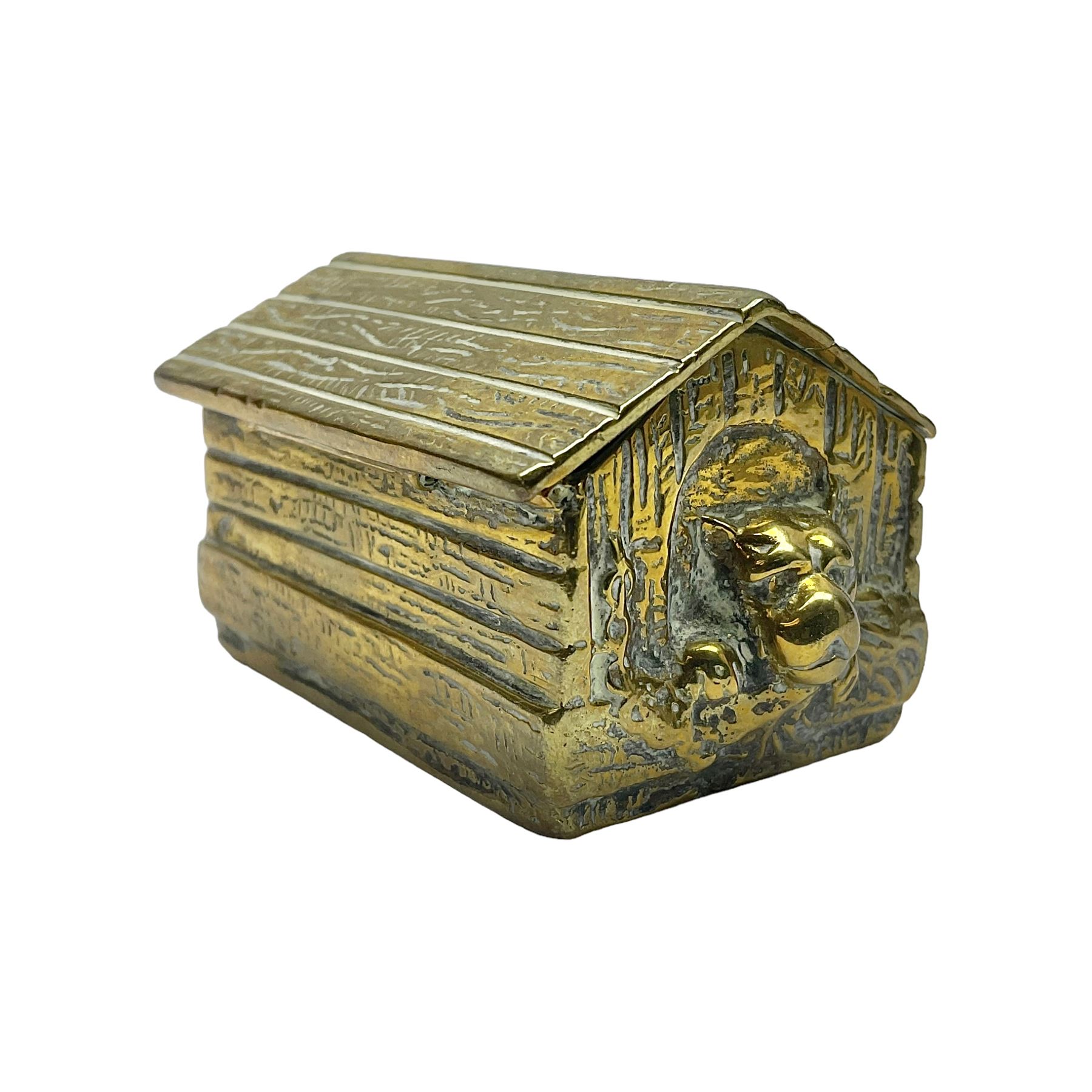 Brass vesta case in the form of a dog kennel