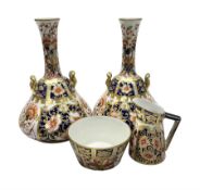 Pair of Royal Crown Derby 6299 imari pattern miniature vases