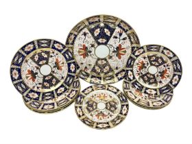 Ten Royal Crown Derby plates all in imari pattern 2451