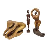 Helen Skelton (British 1933 – 2023): Three carved wooden abstract sculptures