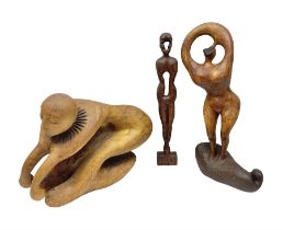 Helen Skelton (British 1933 – 2023): Three carved wooden abstract sculptures